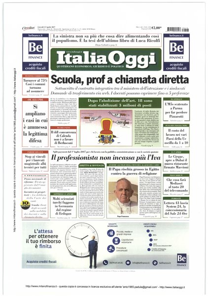 Italia oggi : quotidiano di economia finanza e politica